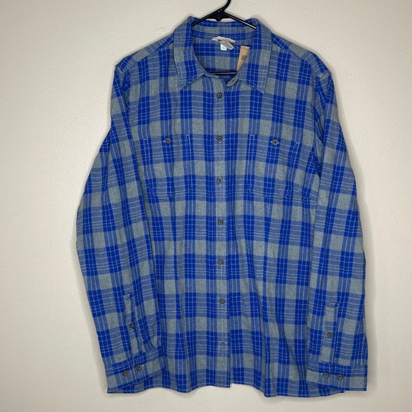 Duluth Trading Co NWT Women's Free Swingin' Flannel Shirt Button Up Blue XL‎ - Picture 1 of 6